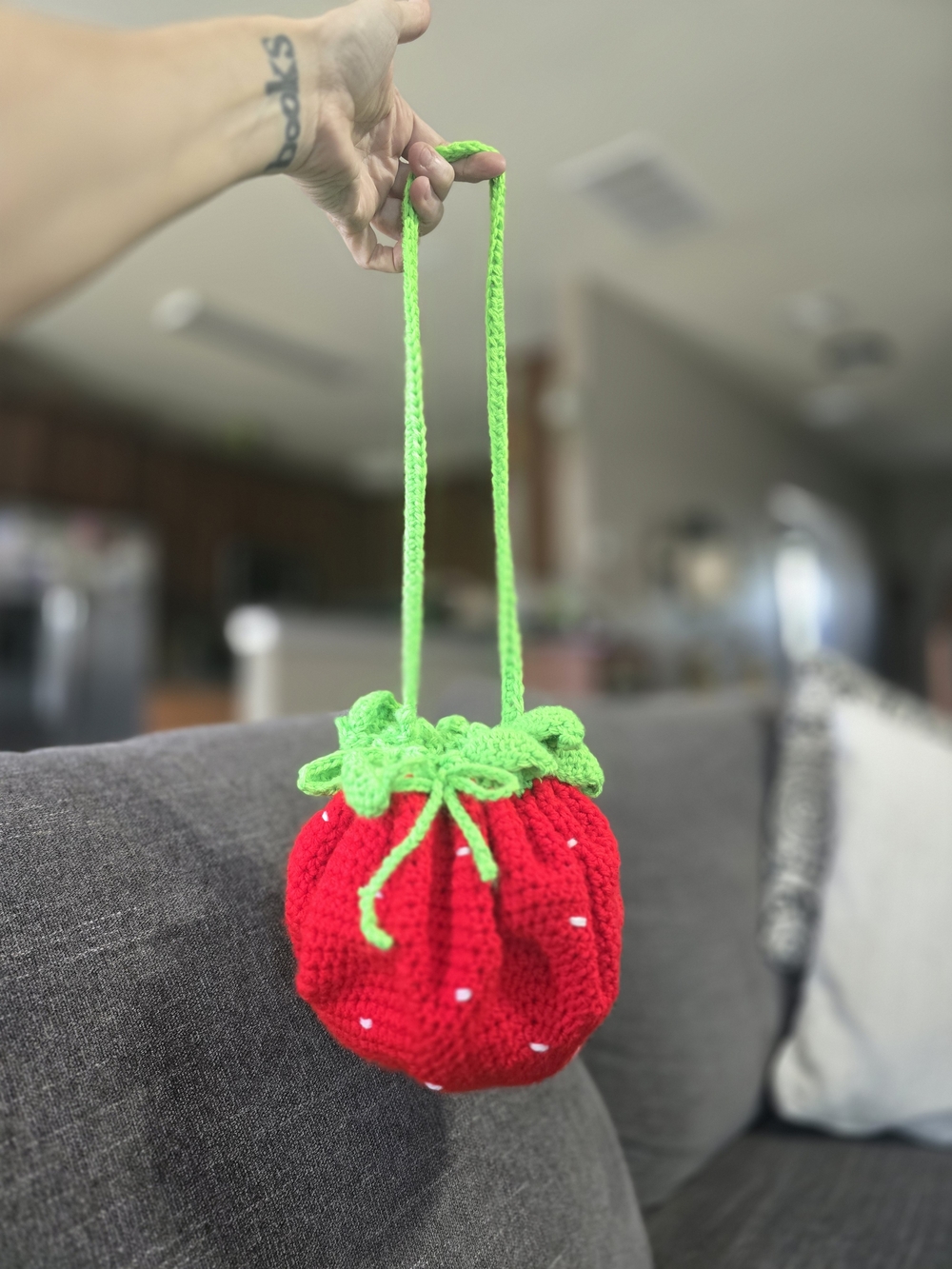 Handmade Crocheted Strawberry Bag